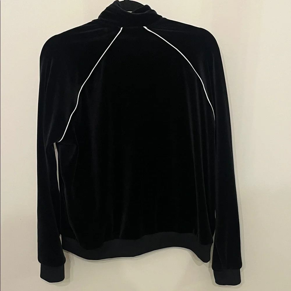 Nike Women's Black Velour Zip-Up Sweatshirt with White Accents - Picture 3 of 7